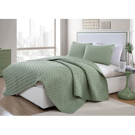 Nina Basket Weave Ultra Soft 2 Piece Twin-XL Quilt Set