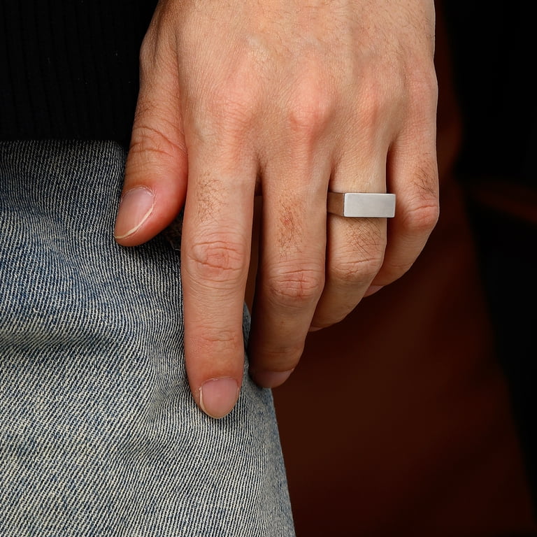 Bestyle Stainless Steel Signet Ring, Heavy Dome Band photo 5