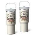 thumbnail image 2 of 1pc Book Lover 30oz Tumbler with Straw & Handle - Insulated Stainless Steel Cup | Holiday Gift for Man Women (Christmas, Valentine's, Birthday), 2 of 7