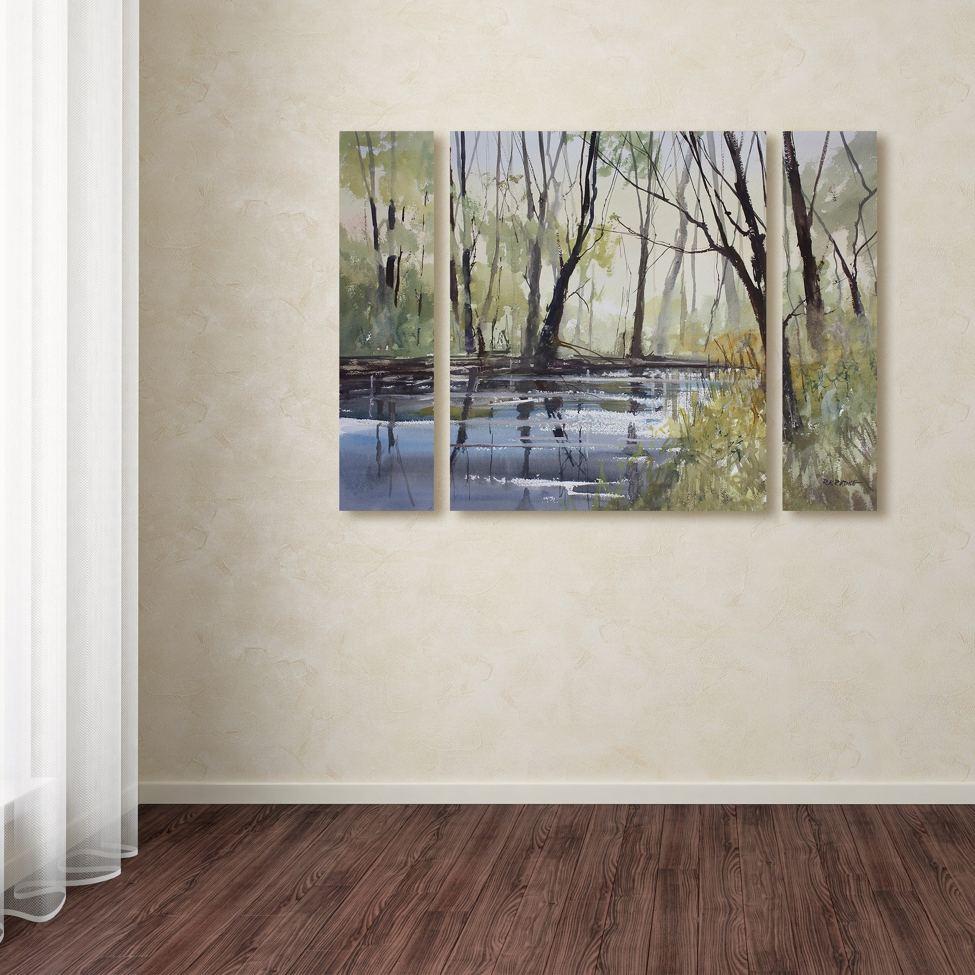 Trademark Fine Art "Pine River Reflections" Canvas Art by Ryan Radke Three Panel Set