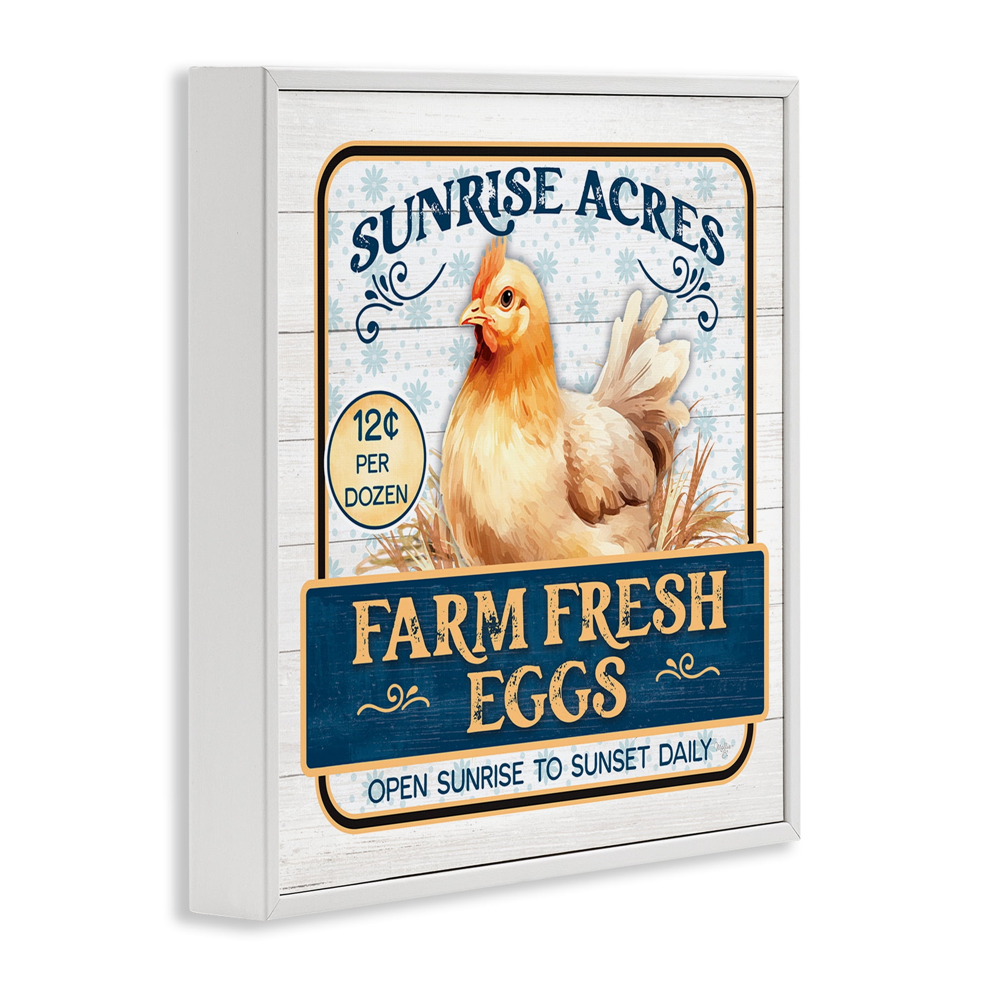 Stupell Industries Farm Fresh Eggs Animals & Insects Painting White Framed Art Print Wall Art, 24 x 24