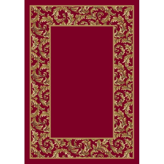 Milliken Design Center Area Rug CORINTHIUS RUBY Corinthius Ruby Bordered Leaves 7' 7" x 7' 7" Round