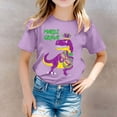 thumbnail image 2 of LUOGENLI T-Shirt pour Filles T-Shirt Décontracté Imprimé Col Rond Manches Courtes T-Shirt Chemise Décontractée Chemises pour Filles Tendance Mini Violet Clair 12-13 Ans, 2 of 5
