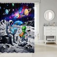 thumbnail image 2 of Manfei Cartoon Alien Astronaut Shower Curtain 72Wx72L,Interstellar Space Bathroom Curtain,Gray, 2 of 5