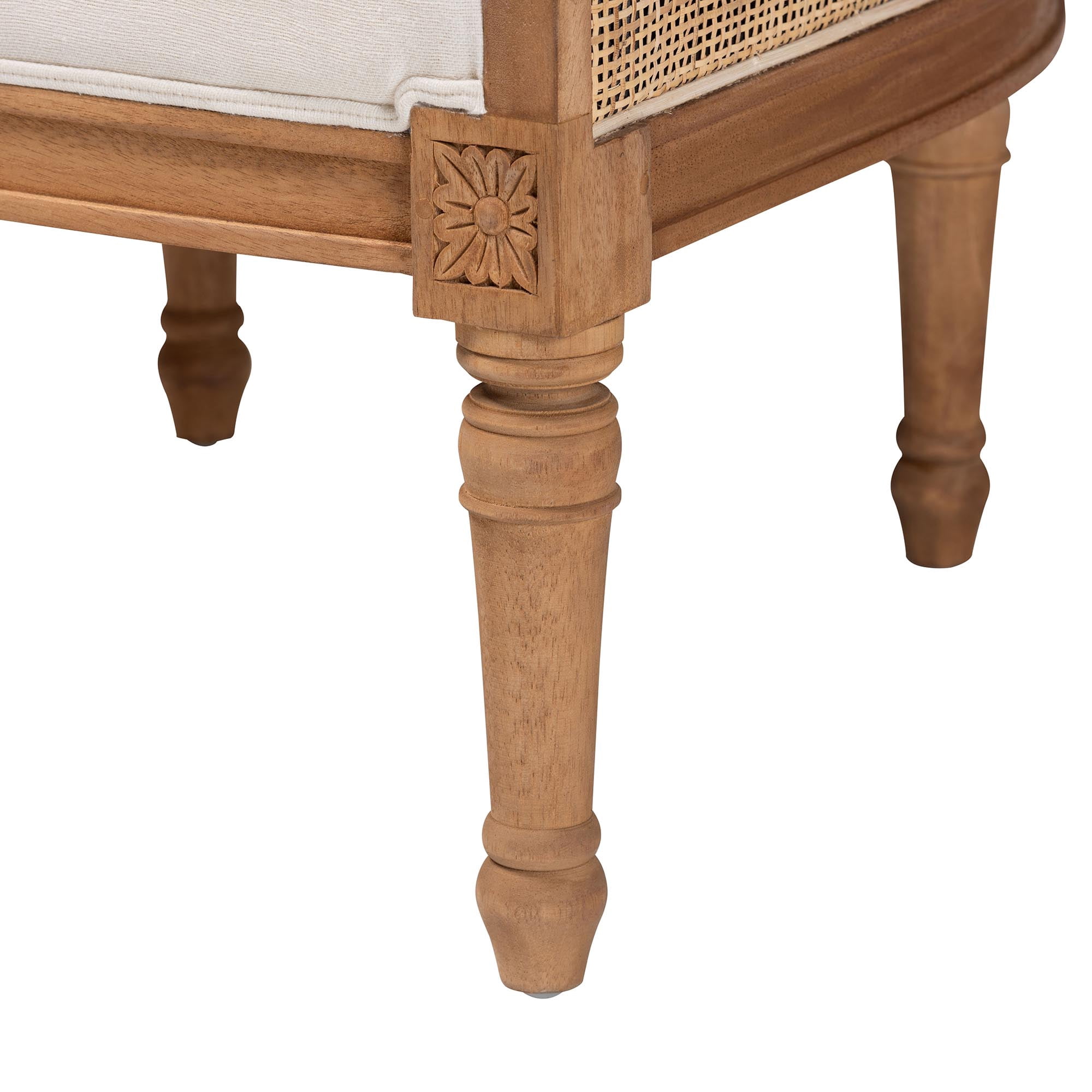 bali & pari Elizette Rattan and Bayur Wood French Provincial Accent Chair, Honey Oak