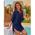 thumbnail image 2 of Womens Bathing Suit Cover Ups Bikini Swimsuit Coverup Drawstring Beach Dress Shirt, 2 of 6