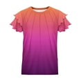 thumbnail image 5 of Delliss Girls T-shirts Ruffle Short Sleeve Summer Gradient Pleated Crewneck Casual Tops Tees Blouses, 5 of 6