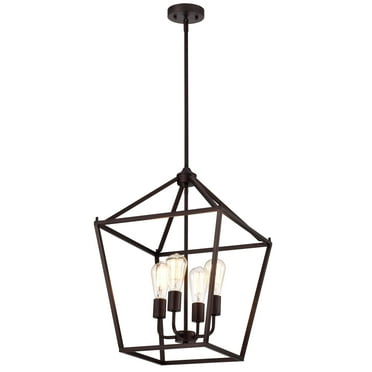 RADIANCE goods Industrial 4 Light Oil Rubbed Bronze Inverted Pendant Ceiling Fixture 16" Wide