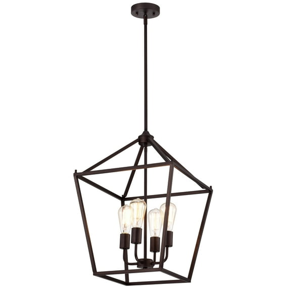 RADIANCE goods Industrial 4 Light Oil Rubbed Bronze Inverted Pendant Ceiling Fixture 16" Wide