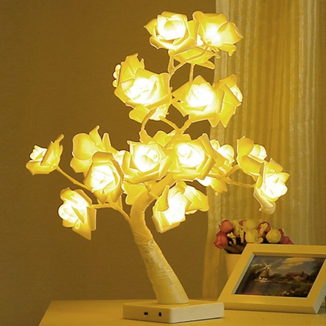 Desktop Rose Bonsai Tree Light Lamp 24 LED Tree Lamp Battery Powered Decorative Light for Living Room Bedroom