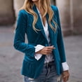 thumbnail image 2 of Essentials Jacket for Women Elegant Velvet Long Sleeve Lapel One Button Blazer Suit Slim Party Plus Size Outwears Blue, 2 of 5