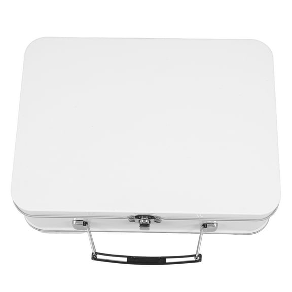 NIAIZEK White Tinplate Lunch Box with Lock Hinged Lid Metal Bento Container for Sandwiches Fruits