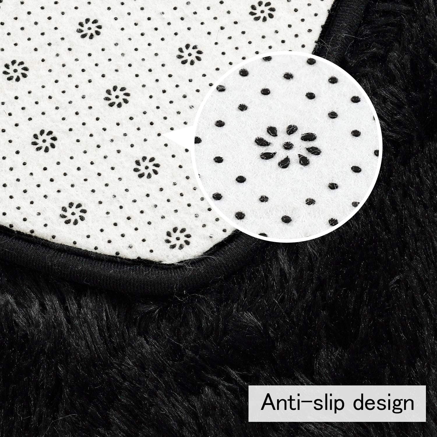 Noahas Fluffy Shaggy Rugs, 3x5 Feet Black Plush Rugs for Girls Bedroom, Soft Kids Room Carpets, Small Bedside Rug, Upgrade Non-Slip Rugs for Children Nursery Dorm Home Decor, Black