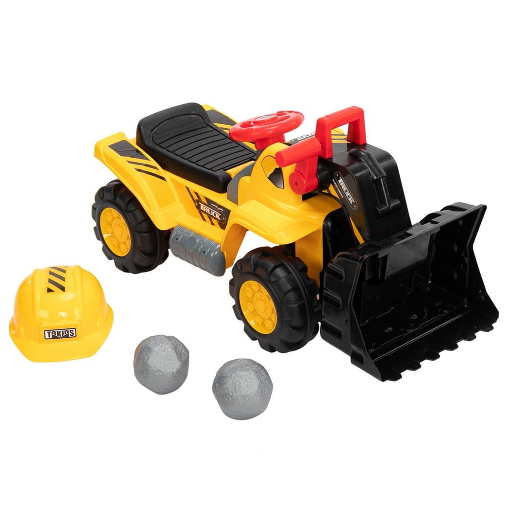 CIPACHO Kids Ride On Bulldozer, Outdoor Digger Excavator Cart with Storage, Children Pretend Play Truck Toy