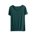 thumbnail image 2 of Sakmal Cotton Pajama Tops Women Short Sleeve Pullover Tshirt Green Crew Neck Tshirt for Women L, 2 of 8