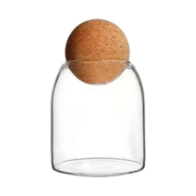 Bdday Rice Storage Container Glass Storage Jars with Airtight Wooden Lid Ball Clear Candy Jar Food Storage Jars for Tea Coffee Spice Candy Cute Storage Bins