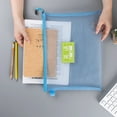 thumbnail image 3 of Pebbuoy File Holder Storage Bag with Lanyard Zipper Closure Large Capacity Waterproof Transparent Document Bag Organizer Office Supplies, 3 of 7