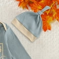 thumbnail image 4 of Gvdentm Newborn Baby Boy Romper Coming Home Outfits Letter Print Bodysuit Jumpsuit+Hat 2PCS Clothes Set(Sky Blue,3-6 Months), 4 of 7