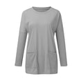 thumbnail image 4 of Baqcunre Women's Sweaters Womens Long Sleeve Sweatshirts Color Block Crewneck Sweaters Tunic Tops Crewneck Sweatshirts Womens Tops Grey XXL, 4 of 4