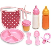 Click N' Play 8 Piece Baby Doll Feeding Set with Accessories.
