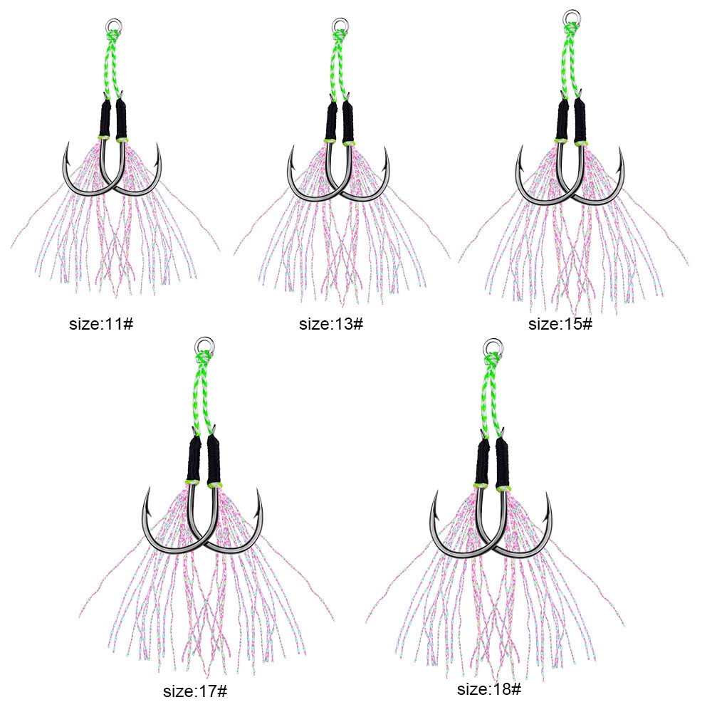 20Pairs Fishing Saltwater Double Assist Jigging Hook Butterfly Jig Fishing Hooks