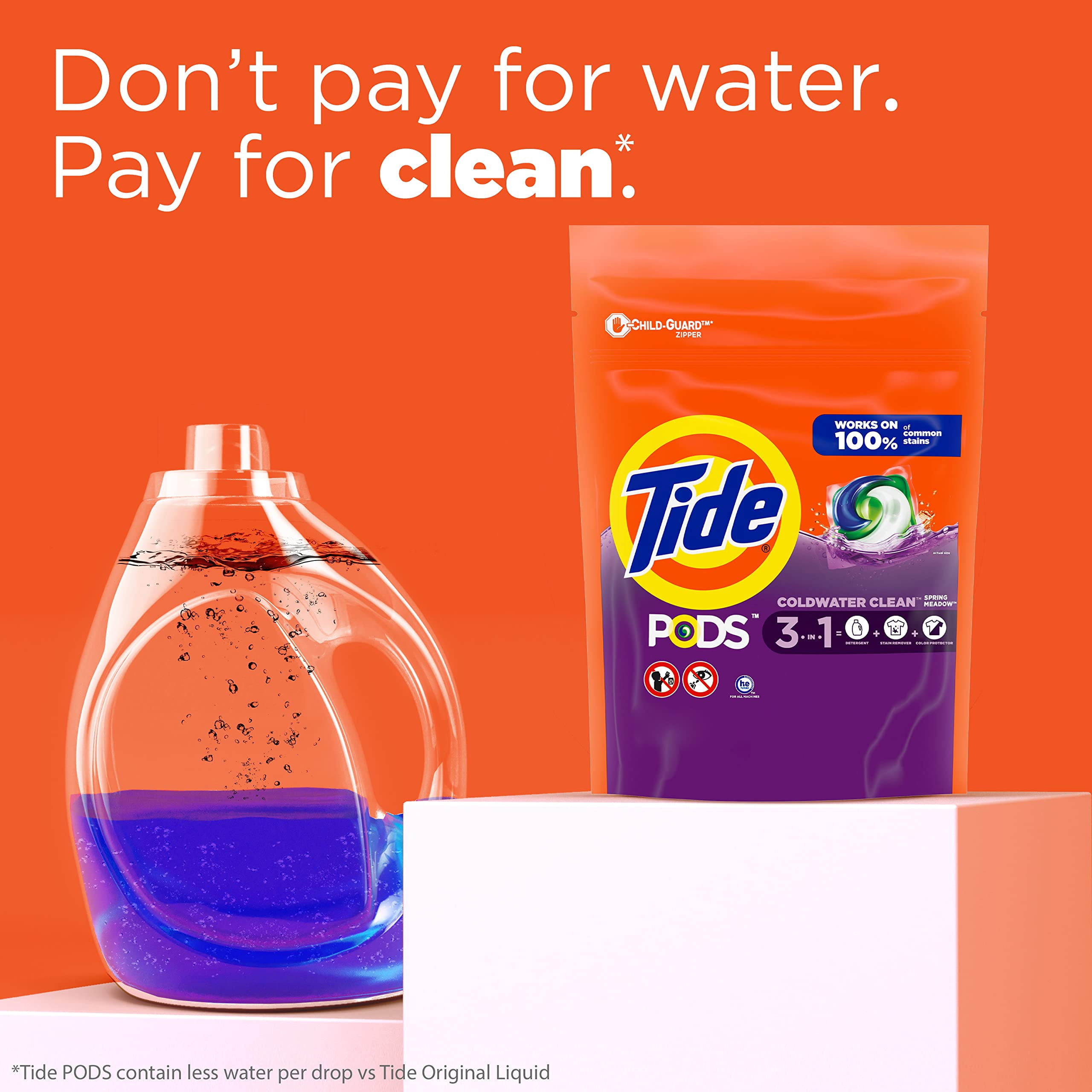 Tide Pods Laundry Detergent Soap Pacs, He Compatible, 31 Ct, Powerful 3-In-1 Clean, Spring Meadow