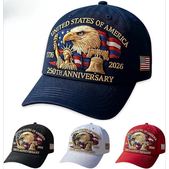 United States 250th Anniversary Hat, Adjustable Retro Embroidered Baseball Cap, USA Commemorative Gift for Patriots Veterans, One Size Fits Most Adults