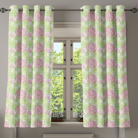 Ambesonne Nature Grommet Curtain, Dandelion Flower Pattern, 50" x 54", Green Pale Pink White
