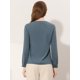thumbnail image 3 of Blusa de gasa Allegra K Manga larga Cuello en V Gris azul L, 3 of 4