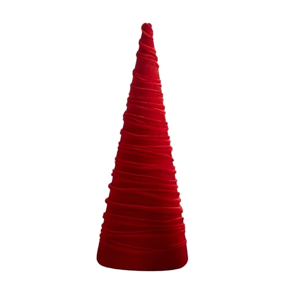 BESTSKY 2026 New Velvet Christmas Cone Tree Decorations Christmas Flocked Tree Table Centerpiece for Winter Farmhouse Tiered Tray Mantle Decor Christmas Tiered Tray Decor