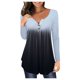 thumbnail image 2 of Puntoco Mujeres Casual Gradiente Impreso Pulloverround Cuello Manga Larga Botones Blusa tops Puntoco Puntoco-768, 2 of 4