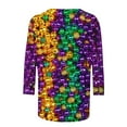 thumbnail image 5 of YOIAVAIOY Women Mardi Gras T-Shirt 3/4 Sleeve Mask Graphic Tops Round Neck Casual Holiday Party Blouse Multicolor XXXL, 5 of 5