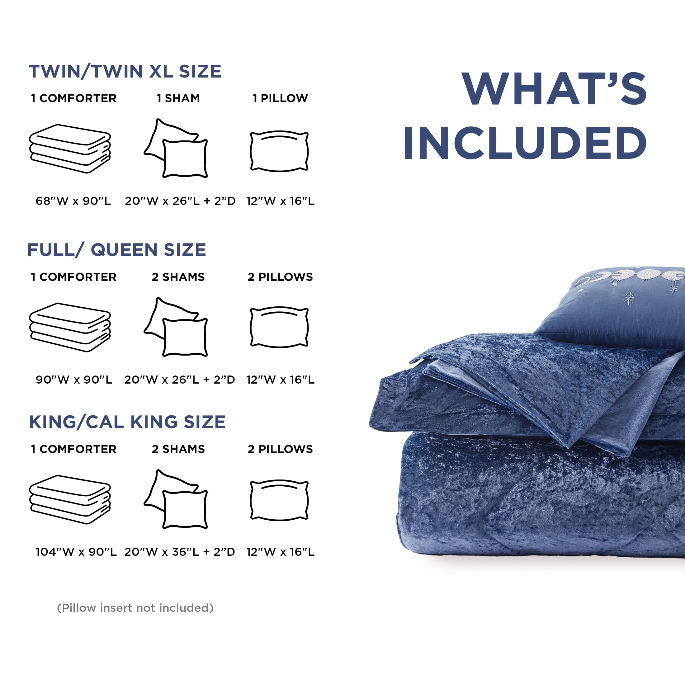 Regency Heights Full/Queen Size Comforter Sets, Velvet Bedding Comforter Set for All Seasons, Navy Bedding Set with Decor Pillow, 4-Piece