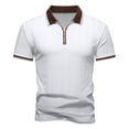thumbnail image 2 of Antinious Men Solid Knit Zip Collar Pullover Short Sleeve Business Versatile Casual Tops, 2 of 5