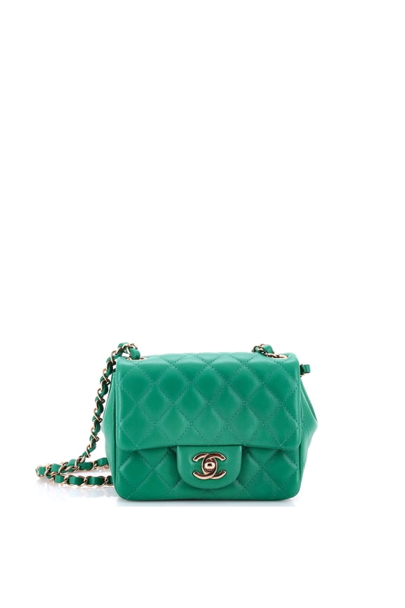 Pre-Owned Square Classic Single Flap Bag Quilted Lambskin Mini By Rebag