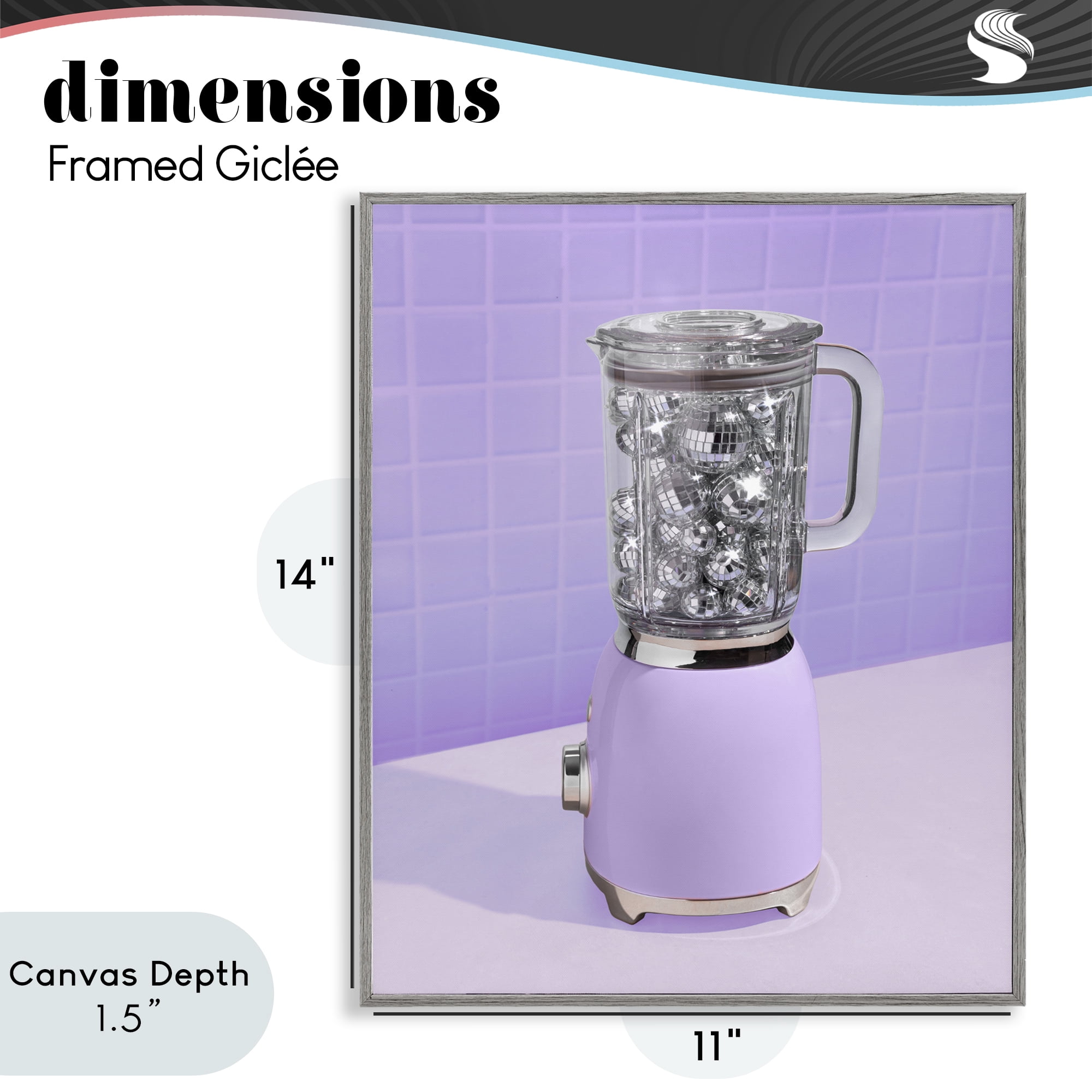 Stupell Industries Disco Drink Blender over Purple Gray Framed Giclee Art, design by LISH Creative
