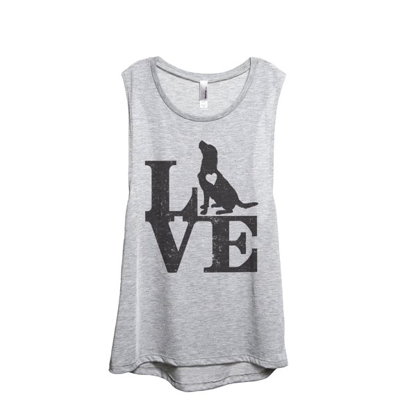 LOVE Golden Retriever Dog Women's Fashion Sleeveless Muscle Workout Yoga Tank Top Sport Grey X-Large