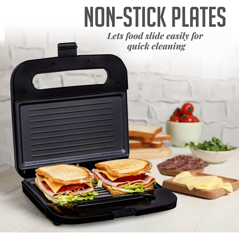 Ovente Electric Panini Press Grill Nonstick Hot Plates Sandwich