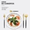 thumbnail image 3 of Juego de Cubiertos Idea Nuova Dorados con Negro 24 pzas Cuchillo Cucharas y tenedores Cubiertos Modernos, 3 of 7