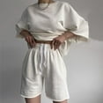 thumbnail image 3 of Womens 2 Piece Outfits 3/4 Sleeve Tops And Elastic Waist Shorts Sets Loungewear Conservative Swimsuits for Women Swim Suit Athletic Suits for Women Short Pants Swimsuit for Women Women Swim Shorts, 3 of 6