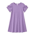 thumbnail image 4 of FYDUU Casual Dresses For Girls Summer Dress Short Sleeve Round Neck T-Shirt Dress With Ruffle Solid Color Stylish Beach Sundress 9-10 Years, 4 of 4