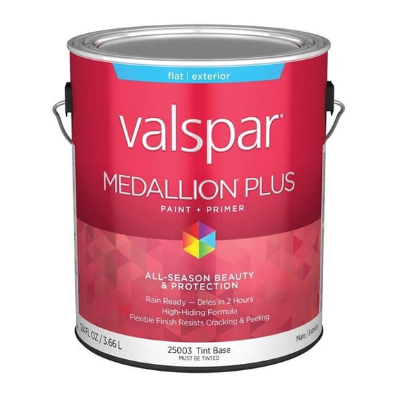 Valspar 25003 Tint Base Medallion Plus Exterior Paint & Primer, Flat, 1 Gallon