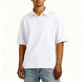 thumbnail image 4 of Dresfit Men's Dress Shirts Button Down Short Sleeve Golf T Shirts Collared Loose Lightweight Tennis Tops Cotton Big and Tall Tees White 2XL, 4 of 8