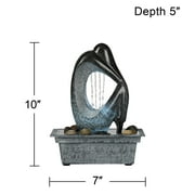 Modern Silhouette 10 High Small Zen Indoor Outdoor Decor Faux Stone Tabletop Fountain with Light LED Outside