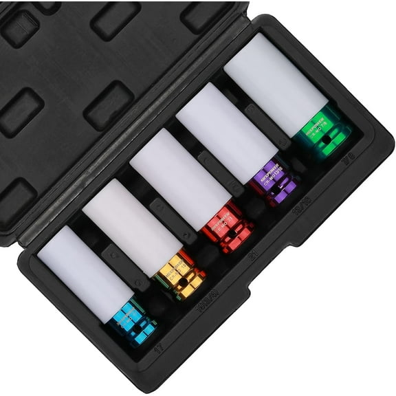 MIXPOWER 5 Pieces 1/2" Drive Wheel Protector Impact Socket Set