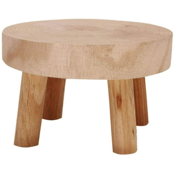 Little Round Wooden Stool, Garden Mini Solid Wood Flower Pot Holder, Plant Stools Indoor Display Stand for Home Office