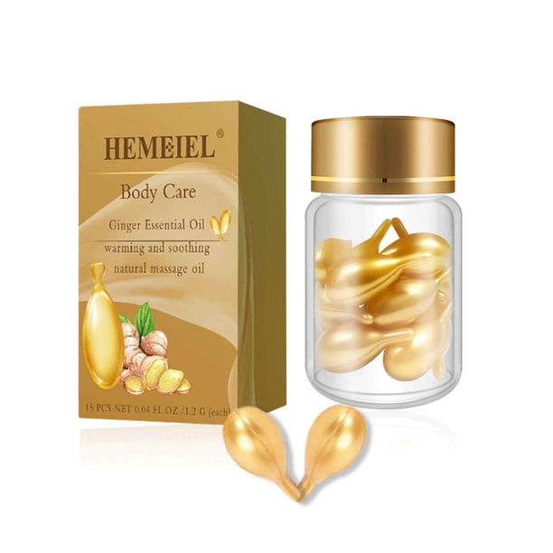 Cápsula de masaje corporal de jengibre, aceite de masaje herbal, aceite de masaje corporal, aceite para raspar la espalda, hidratante, 15 ml
