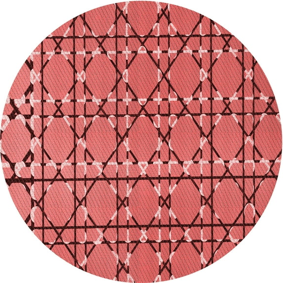Ahgly Company Machine Washable Indoor Round Transitional Red Area Rugs, 4' Round