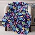 thumbnail image 2 of Flannel Fleece Throw Blanket Ocean Blue Shell Starfish Conch Lightweight Soft Plush Blankets,Marine Life Seamless Cozy Warm Throw Blanket for Couch Sofa Bed Car Office All Season Use 40x50in, 2 of 9