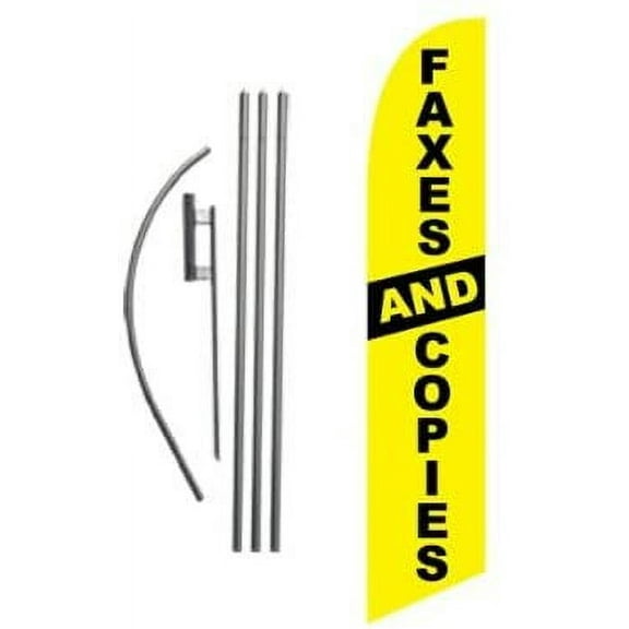 Faxes and Copies Print Shop Ship Center Advertising Feather Banner Swooper Flag Sign with Flag Pole Kit and Ground Stake
